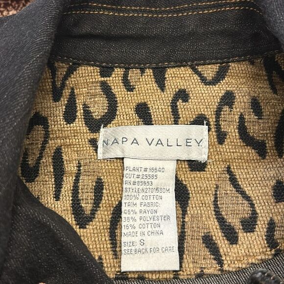 Napa Valley denim and cheetah print button front jacket Size S EUC - Picture 9 of 10